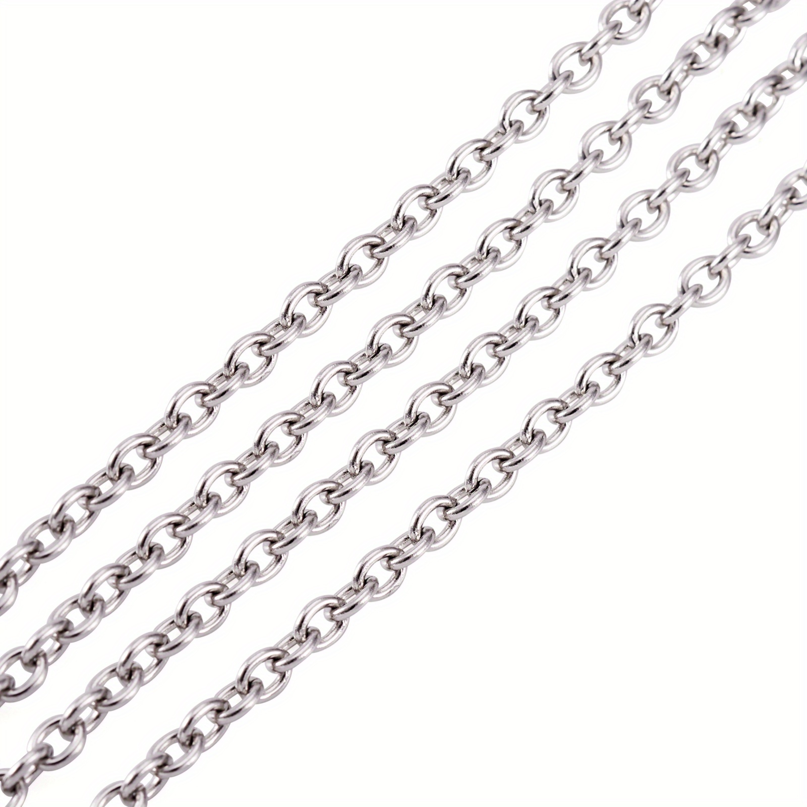 Craftdady 16.4Feet Aluminum Curb Chains Silver, 3 Rolls Oval Unwelded Twist Link Cross Cable Chain With Spool For Necklace Bracelet Jewellery Making