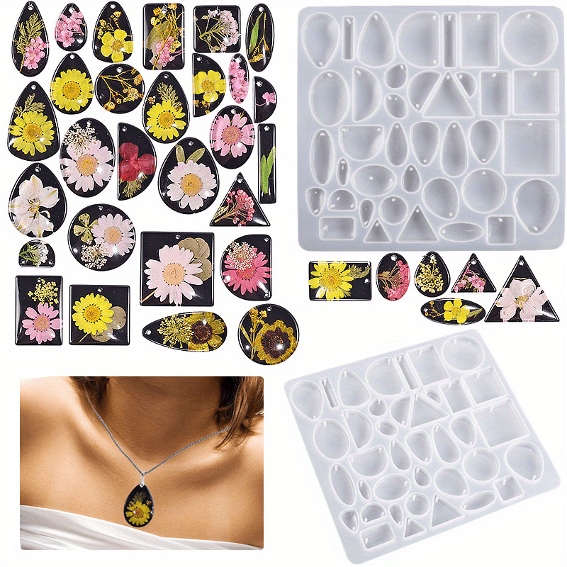 BABORUI Resin Molds Jewelry, 38 Cavities Pendant Silicone Molds for Epoxy  with 40Pcs Jump Rings, DIY Resin Casting for Pendant, Earrings, Necklace