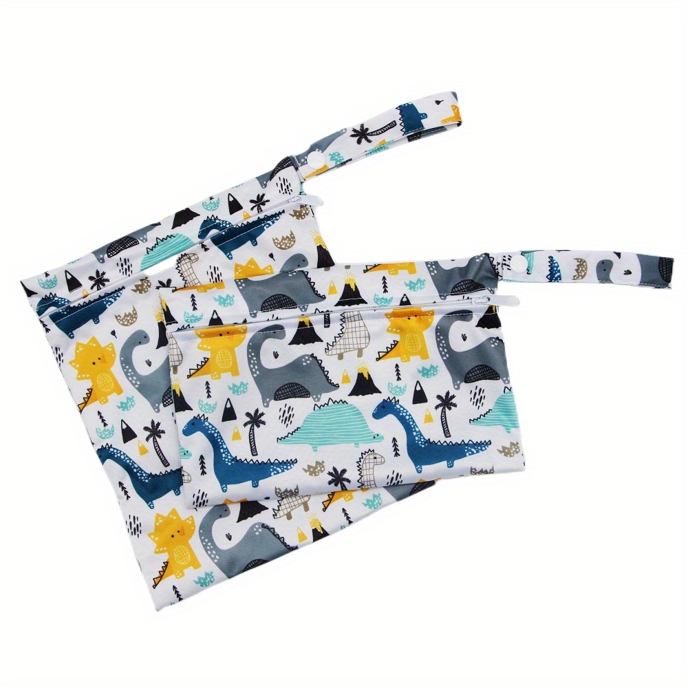 Asenappy 2pcs Dinosaur Print Washable Diaper Bag Christmas
