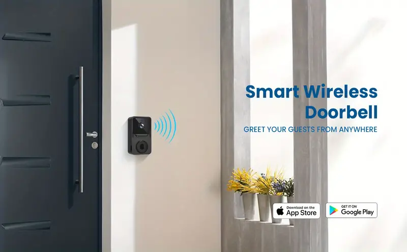 smart wireless doorbell camera build in battery outdoor camera doorbell with chime included 2 way audio night vision 2 4g wi fi live view only when doorbell camera instant alerts details 0