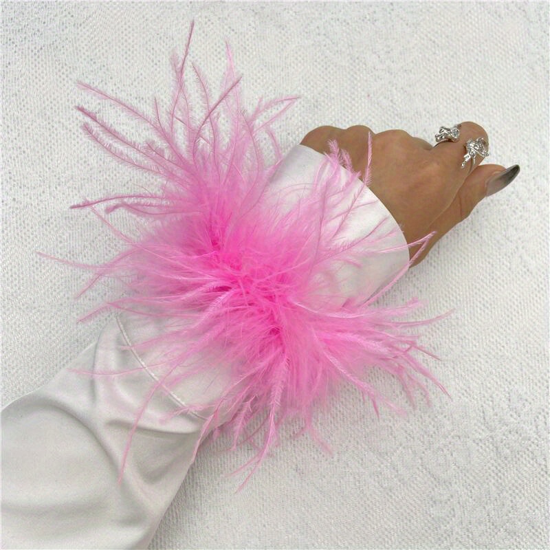 Feather Wrist Cuffs in 20 Colors, Solid Color Carnival Slap Bracelets for Halloween Cosplay Costume, Party Accessories, Non-Elastic Ostrich Feather Anklet Bracelet details 12