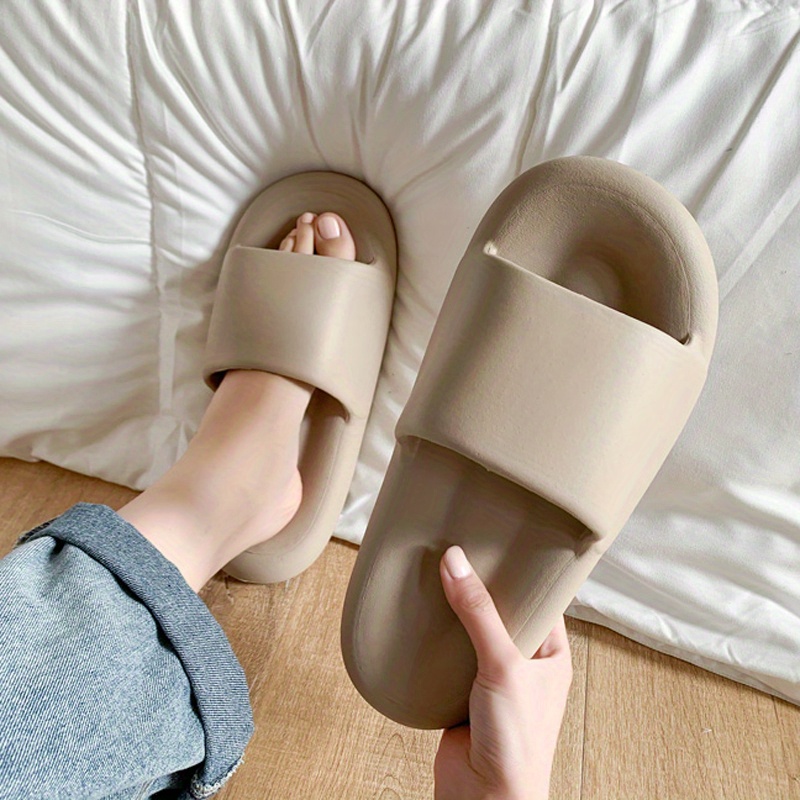Women's Solid Pillow Slides Slip On Open Toe Soft Sole Home Comfy Slides