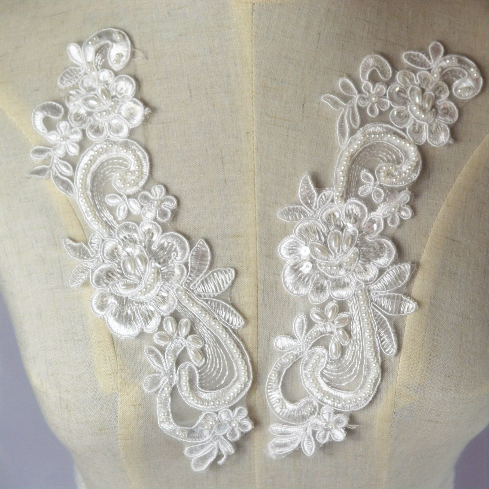 Tulle Beaded Trim Applique Handmade Pure White Hand stitched - Temu