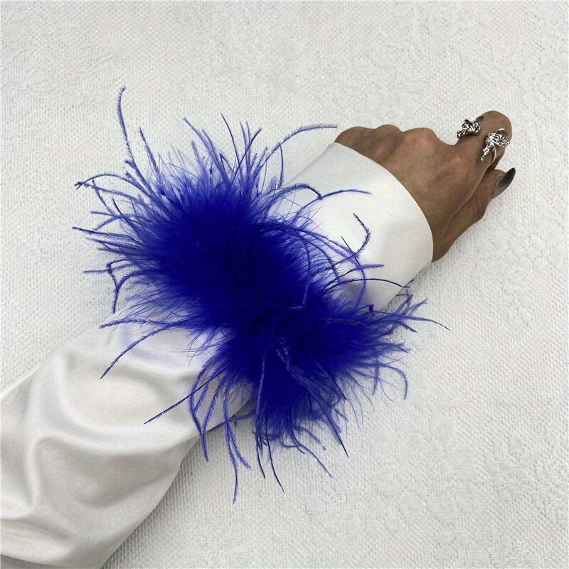 Feather Wrist Cuffs in 20 Colors, Solid Color Carnival Slap Bracelets for Halloween Cosplay Costume, Party Accessories, Non-Elastic Ostrich Feather Anklet Bracelet details 7