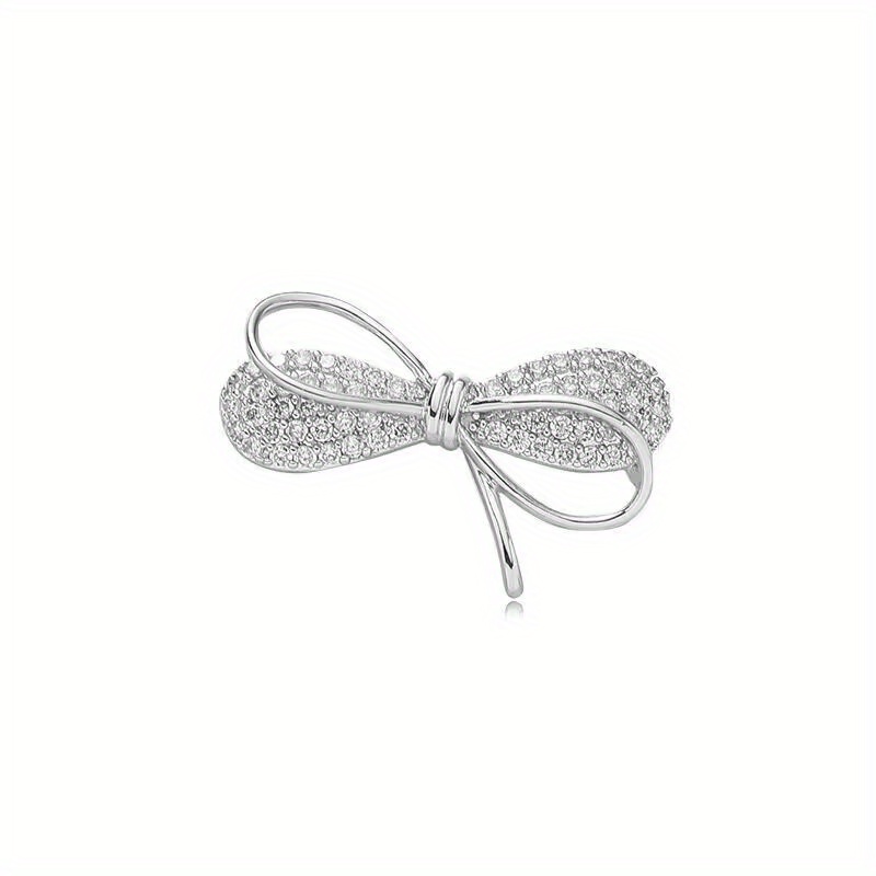 Sliver Gold Color Rhinestone Bow Brooches for Women Large Bowknot