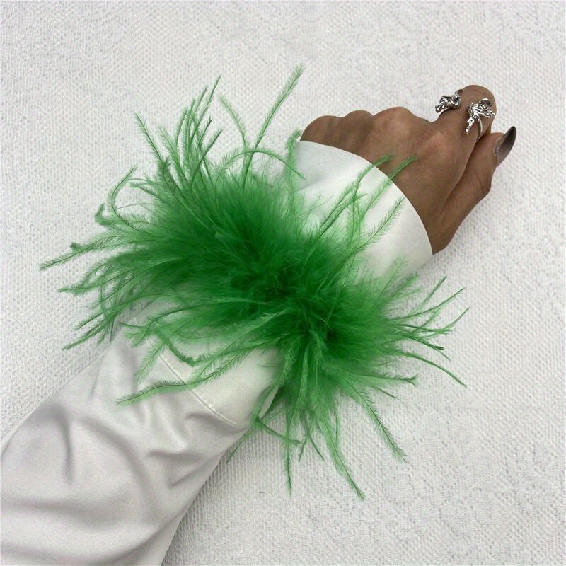 Feather Wrist Cuffs in 20 Colors, Solid Color Carnival Slap Bracelets for Halloween Cosplay Costume, Party Accessories, Non-Elastic Ostrich Feather Anklet Bracelet details 8