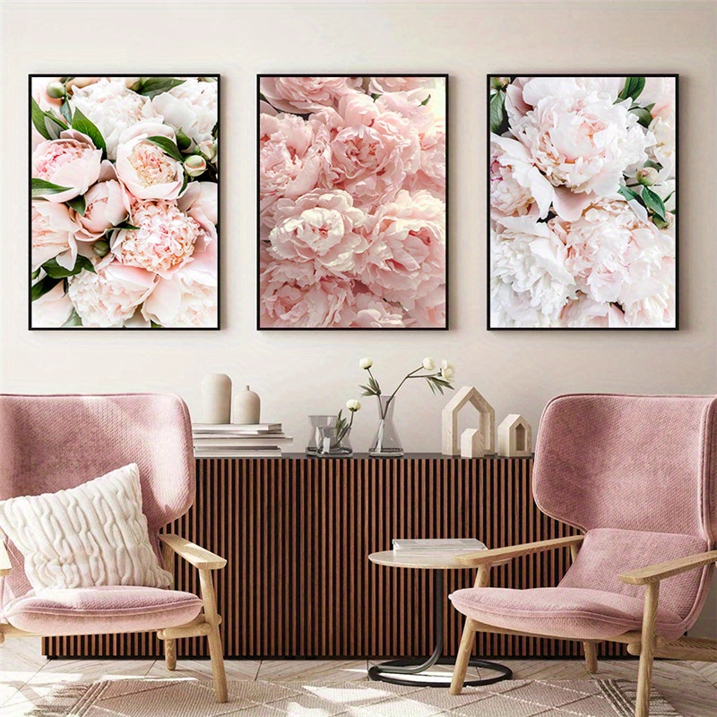 Nordic Peony Canvas Painting Stunning Floral Wall Art - Temu South Africa