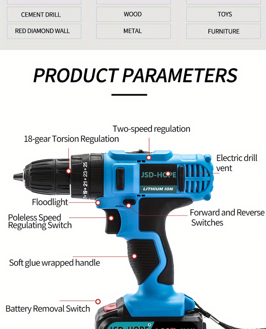 Impact Electric Hand Drill Set 2 Gear Adjustment Electric - Temu