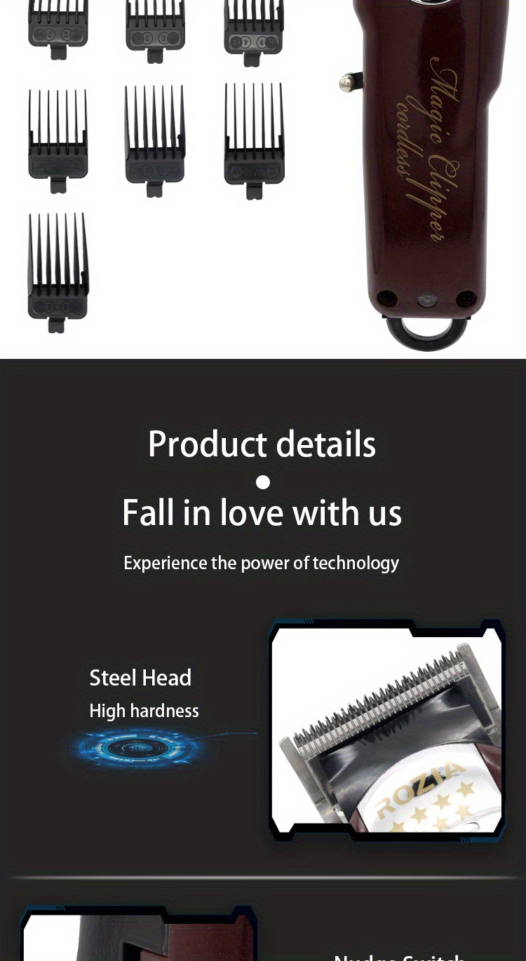 mens professional hair clippers trimmers usb rechargeable hair clipper with self adjustable blade details 6