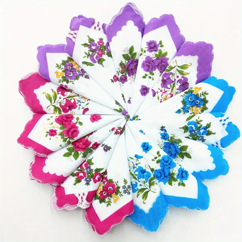 6 шт., 10 шт., 15 шт. assorted varieties упаковка 11-дюймовый хлопковый женский носовой платок, много стилей, смешанные носовые платки для мужчин и женщин, для подарков, детали 1
