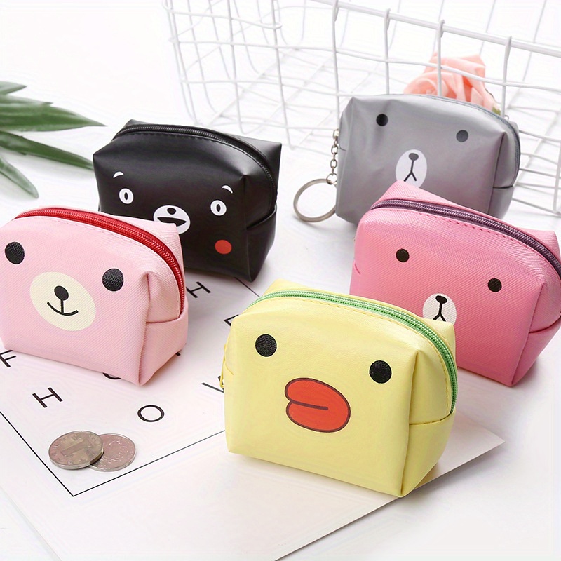 Cheap pu Leather Cute Mini Wallet bear Coin Purse Zipper Coin