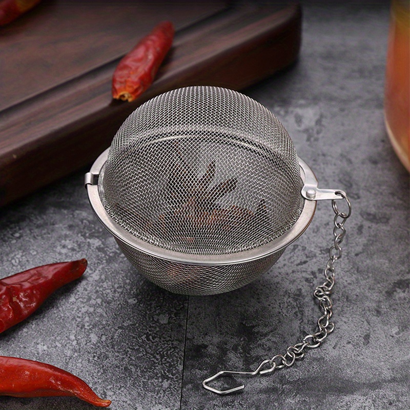 1pc premium mesh seasoning ball reusable tea infuser spice strainer and steeper for loose leaf tea easy to   grade and   kitchen accessory details 5