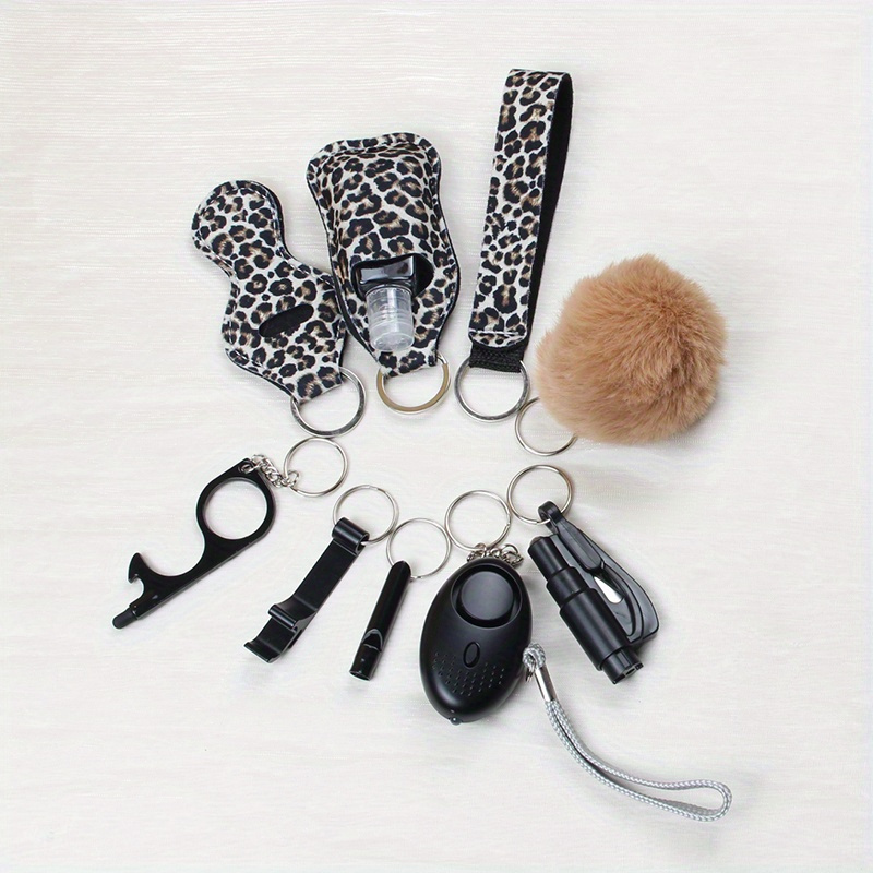 Safety Keychain Set Woman Gifts Alarm Pompom Keychain Travel - Temu