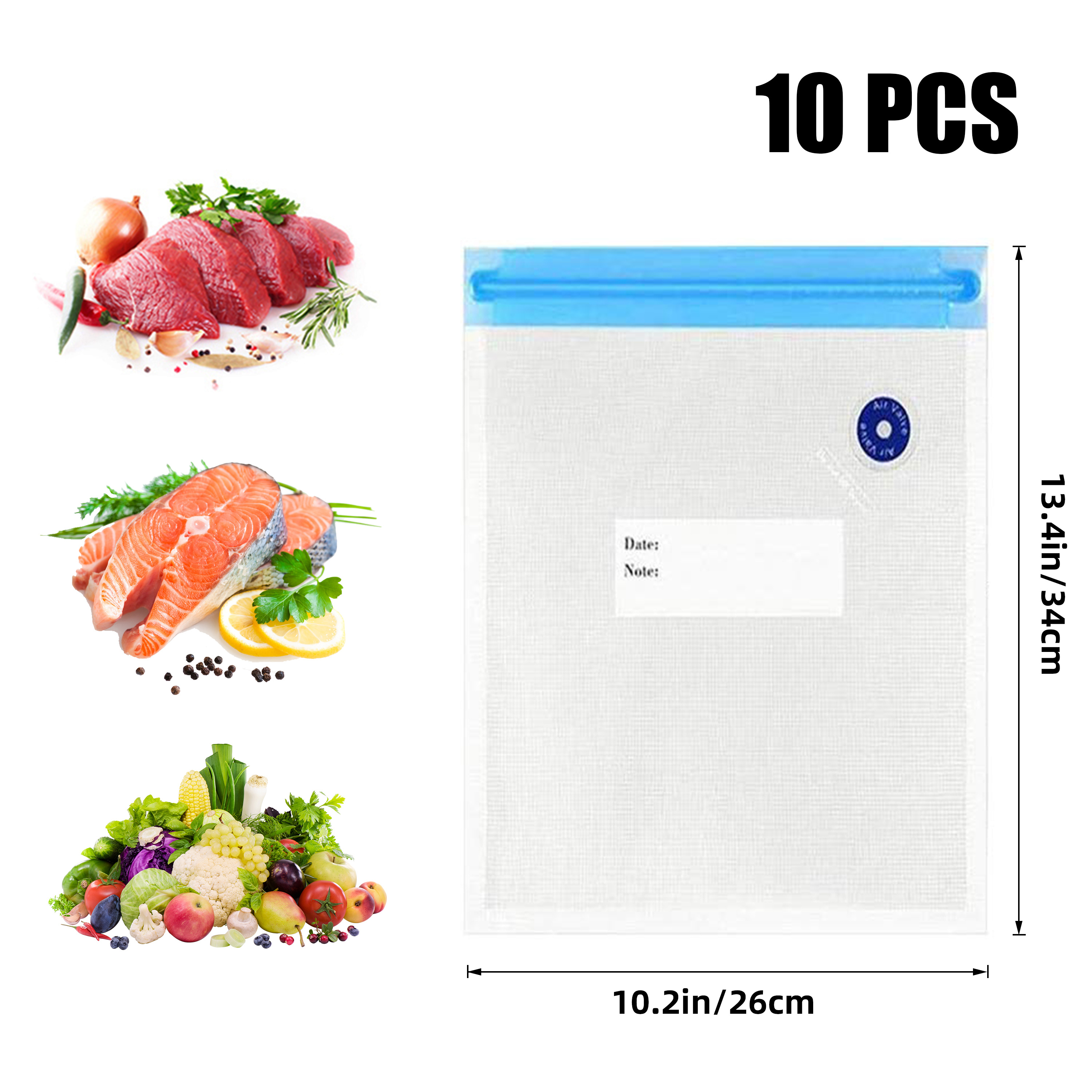 10pcs Reusable Food Storage Bags Vacuum Bag Food Air Vacuum