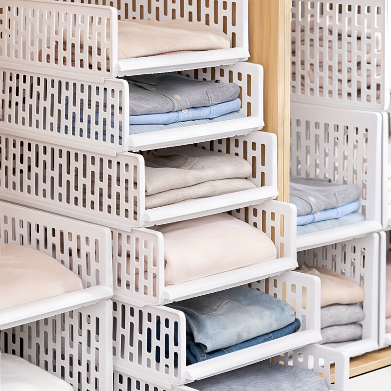 3-Tier Under Closet Shelf Basket Hanging Clothes Storage Organizer Slides  Under Shelves Space Saving Stackable Cabinet Bins Foldable Metal Wire Rack