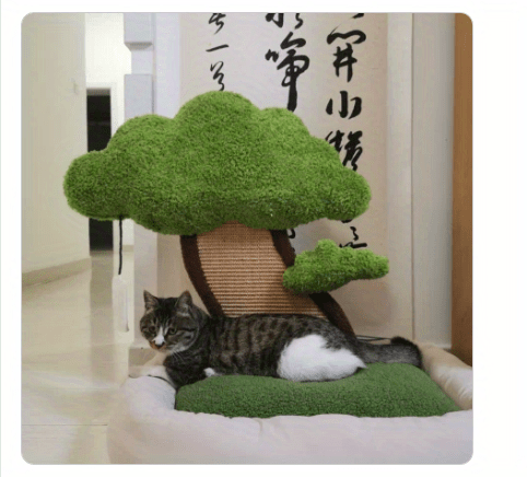 スクラッチポスト付き猫ベッド 居心地の良いペット猫クッションベッド