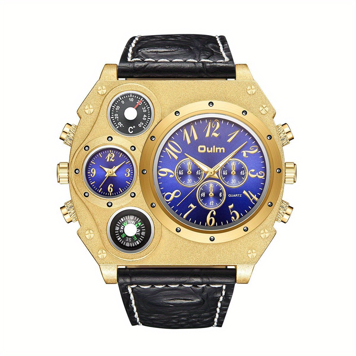 VISIONU Orologio Tattile al Quarzo per Non Vedenti o gli Anziani con  Quadrante Blu, Cinturino in Pelle Nero.