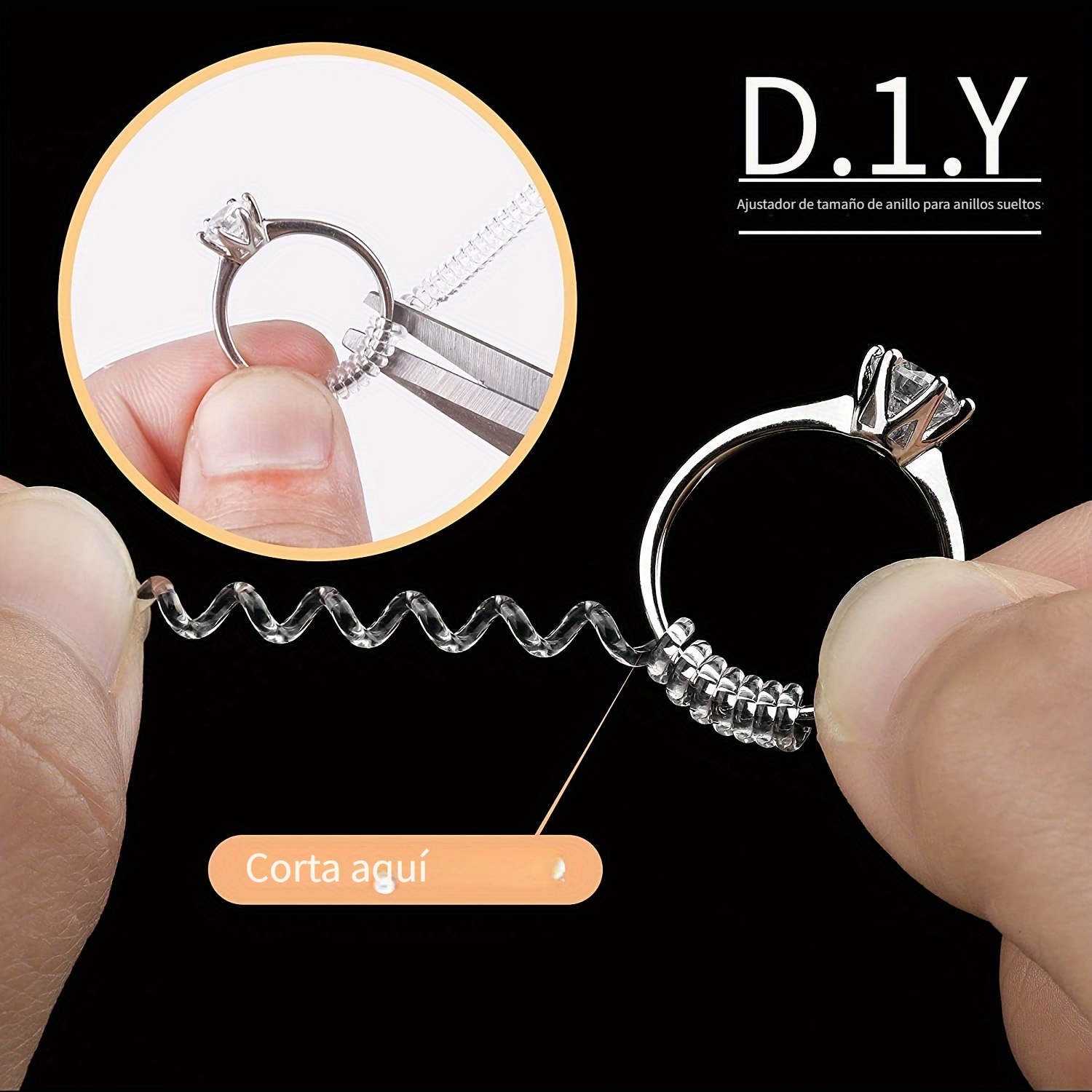 ELETIUO Ajustador de tamaño de anillo para anillos sueltos, paquete de 60,  2 estilos, protector de anillo, tamaño de anillo, 10 tamaños para anillo de