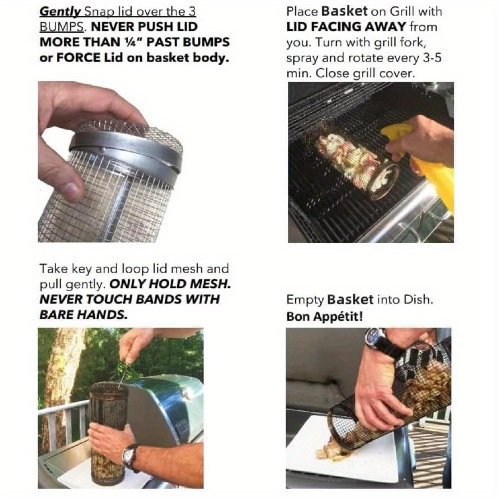 1pc Greatest Grilling Basket Ever Stainless Steel Rolling Barbecue Rack