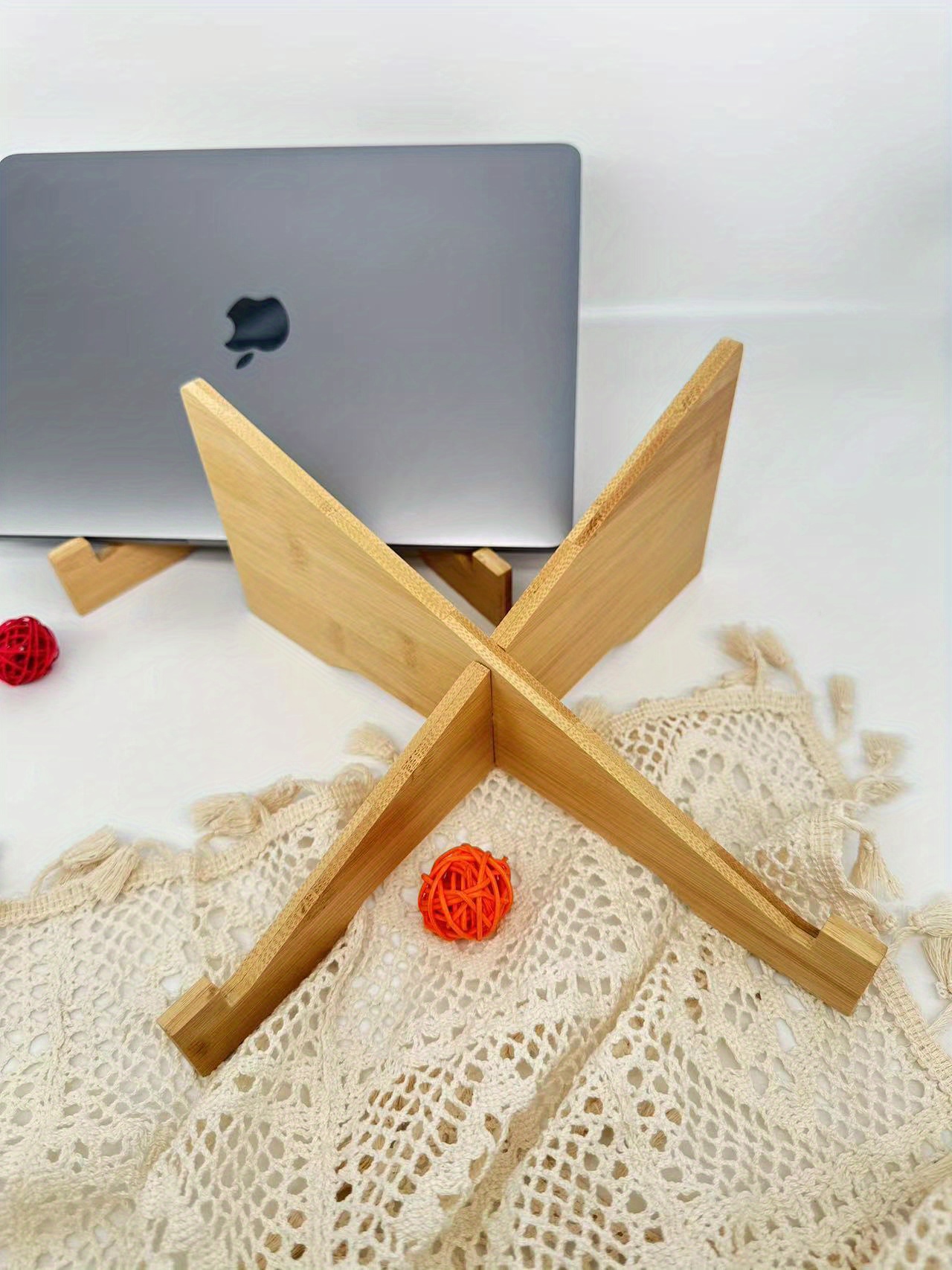 A Desktop Laptop Stand Made Bamboo Material Convenient Carry Temu