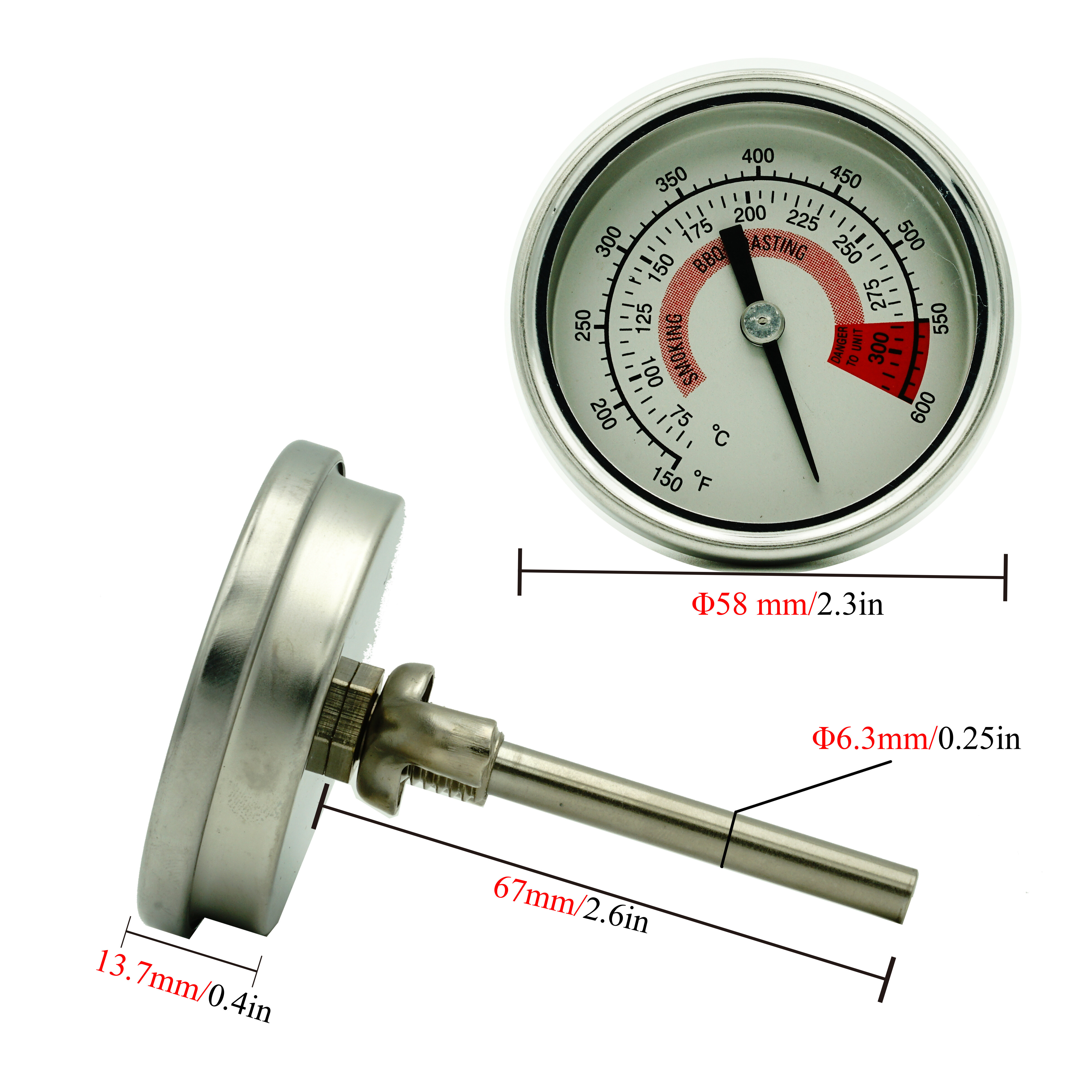 Stainless Steel Kitchen Oven Thermometer - Perfect For Cooking & Bbqs -  Accurate Fahrenheit Meter! - Temu South Korea