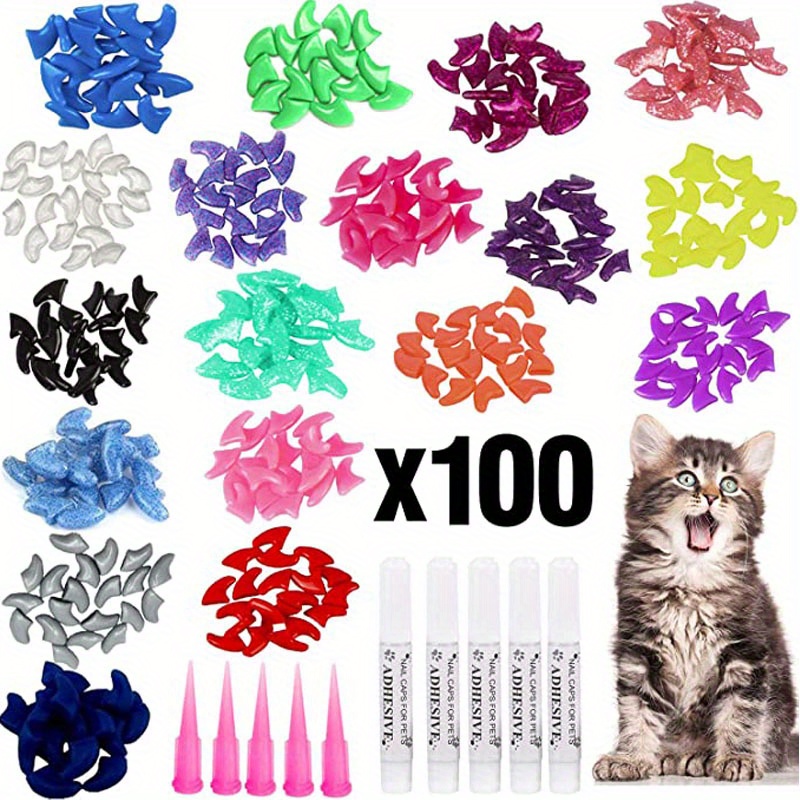 Cat Nail Cat Claw Covers With Glue And Applicators - Temu