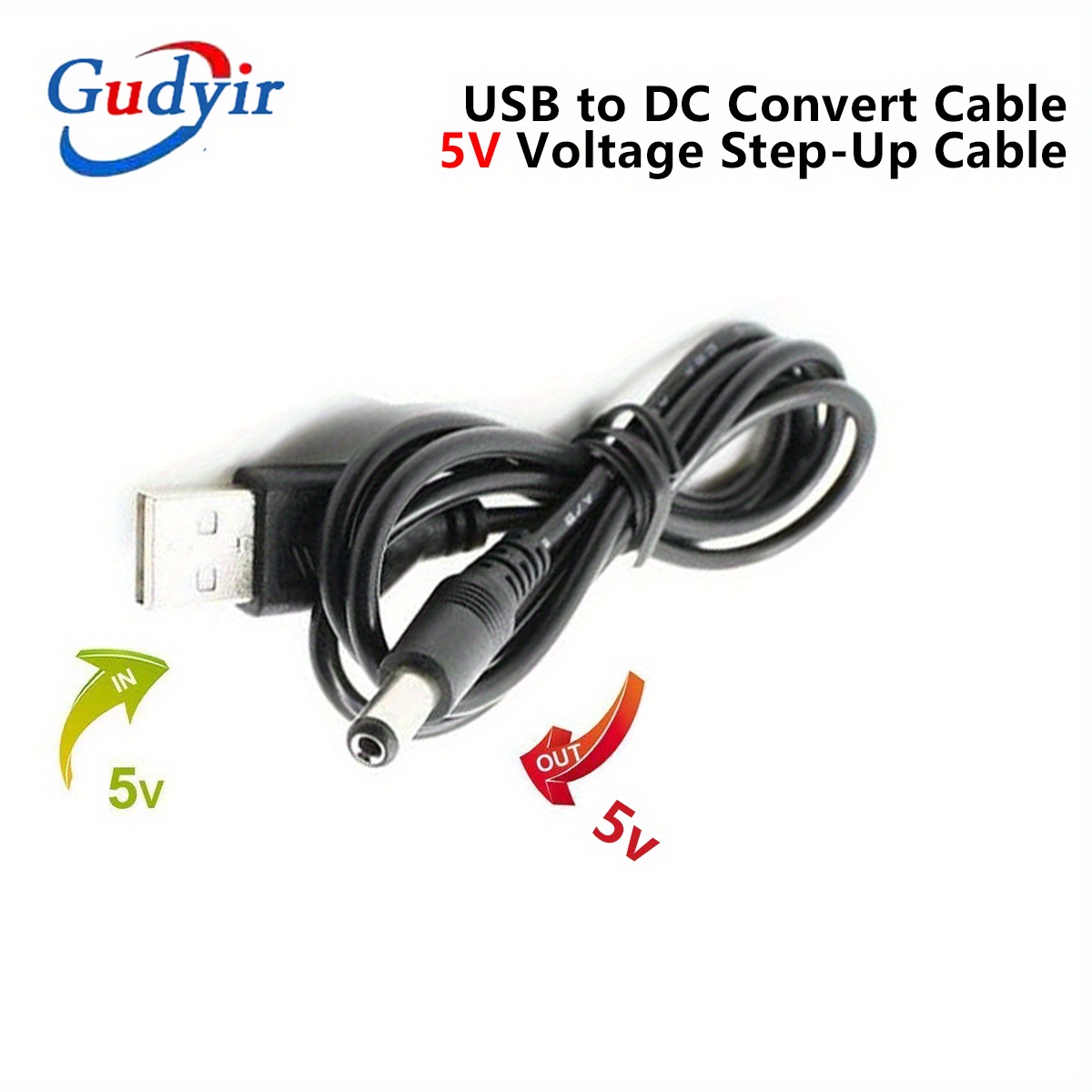 Cable Conversión Usb Cc 5v 5v 9v 12v Cable Aumento Voltaje 5,5x2