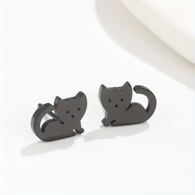 2pcs Pair Men's Style Earring Stud, Mini Animal Cat Earrings