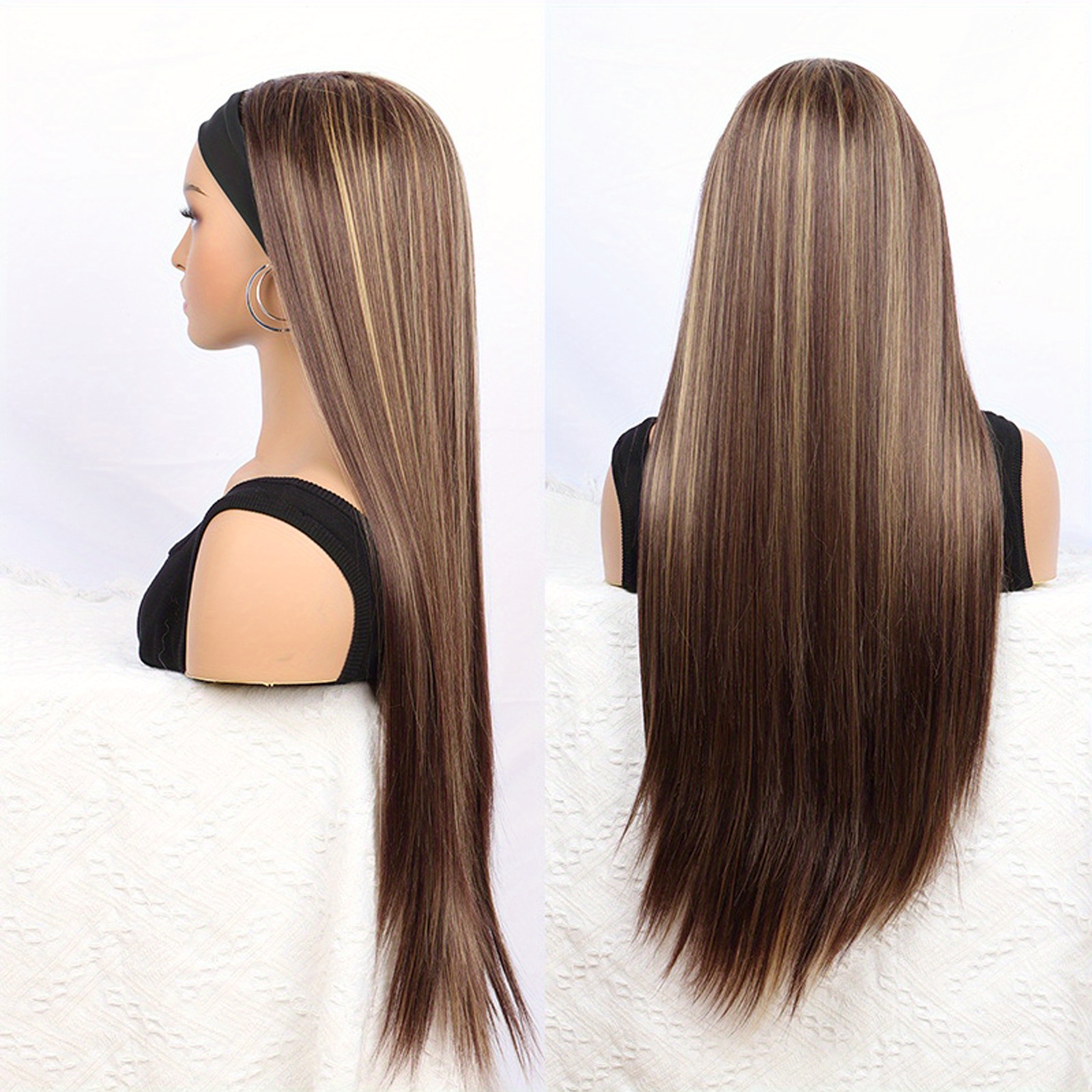 Headband Wigs Long Straight Hair Wigs Headbands Synthetic Temu