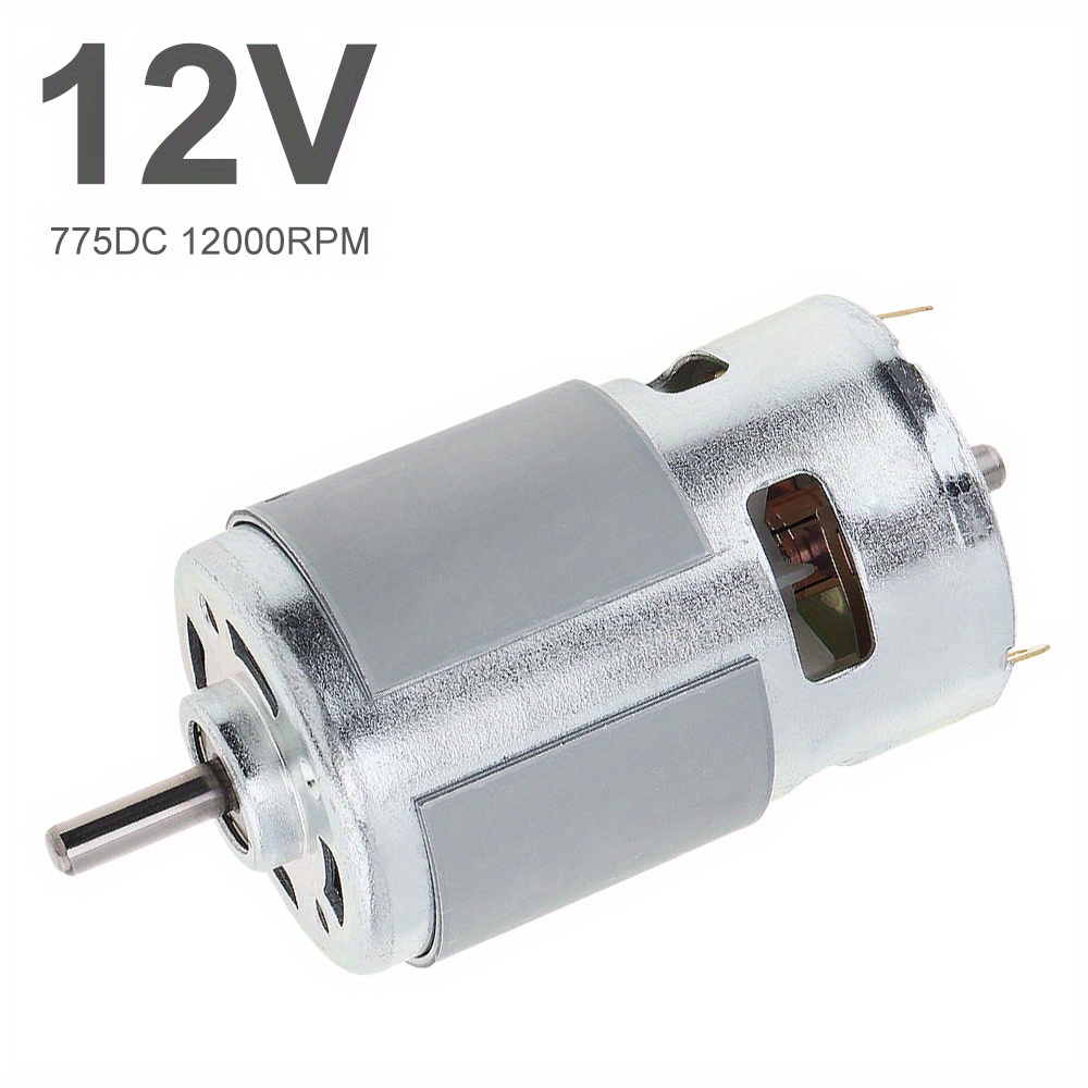 775 DC Motor 12V 775 High Power Electric Motor Brushless High Torque  Gearbox Motors 5mm Shaft Micro Replacement Motor Cylindrical  (13000-15000RPM)