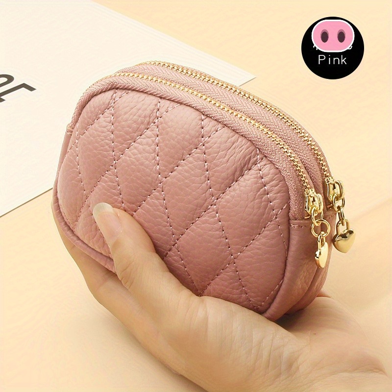 Women's Mini Zipper Coin Purse, Quilted Detail Clutch Wallet, Solid Color  Storage Bag - Temu