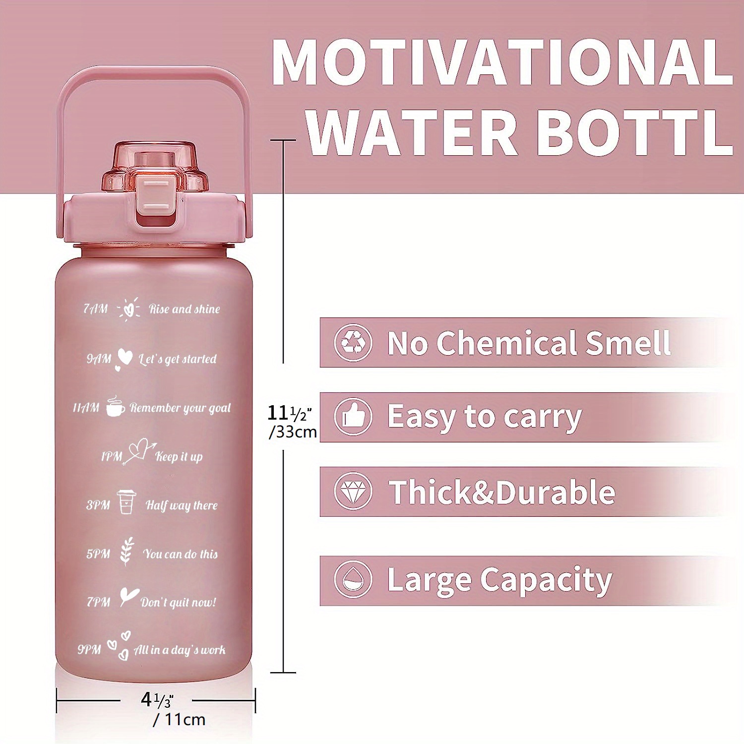 Water Bottle Jug Motivational Time Marker Straw Half Gallon Temu