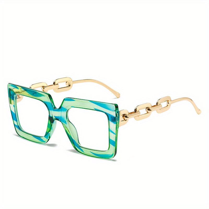 Y2K Block Chain Clear Lens Glasses Anti Light Reading Glasses