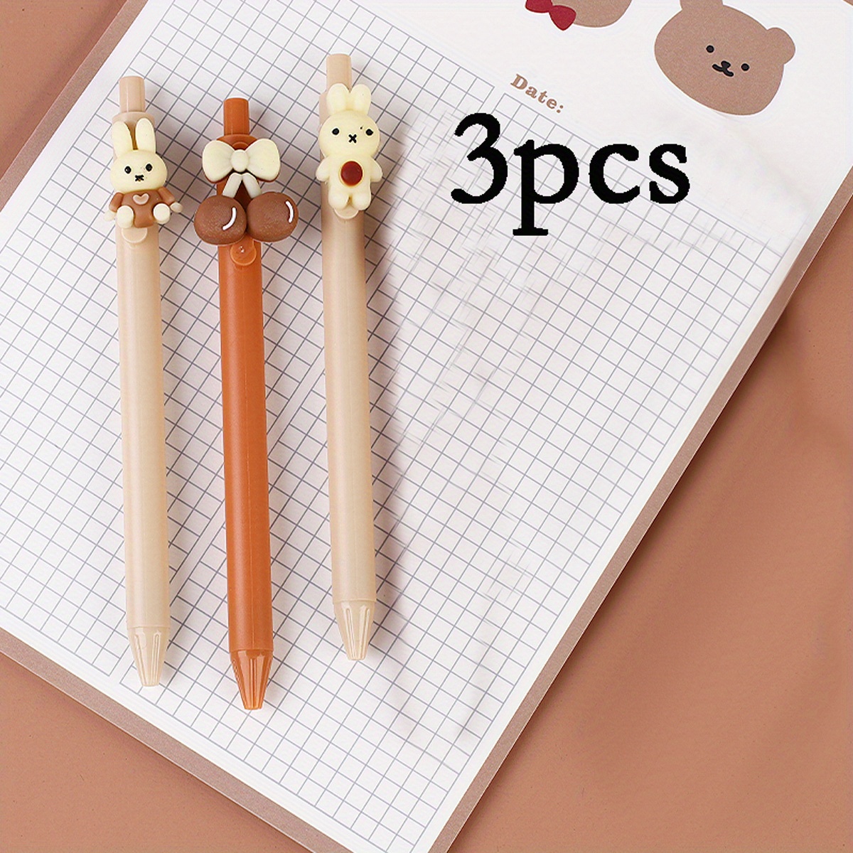 6 New Brown Bear Cream Rabbit Press Pen Bullet Black Carbon Pen Press  Neutral Pen 19.69inch Economic Pack Jumping Pen
