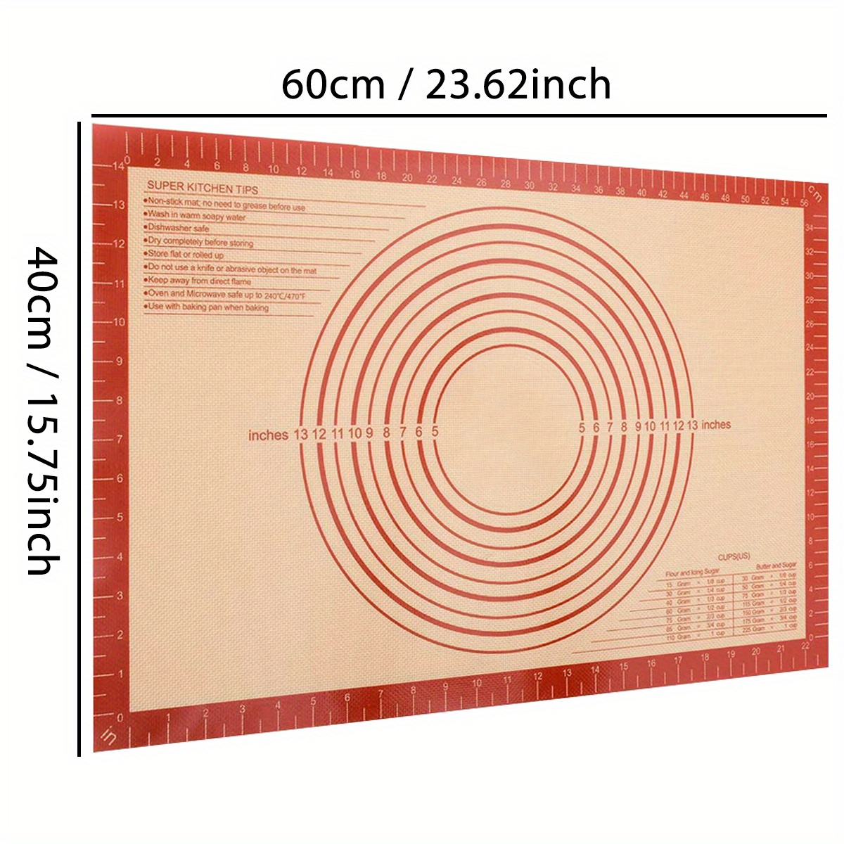 Silicone Pastry Mat Non slip Baking Mat With Measurements - Temu