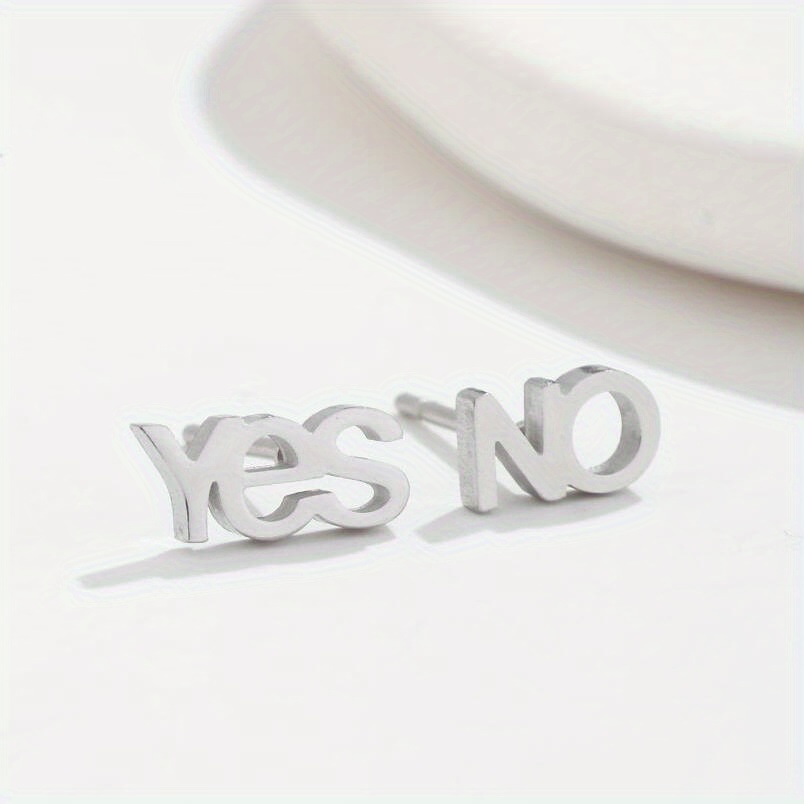 2pcs/pair Men's Stainless Steel Asymmetric Earrings "" Unisex Simple Temperament Earrings