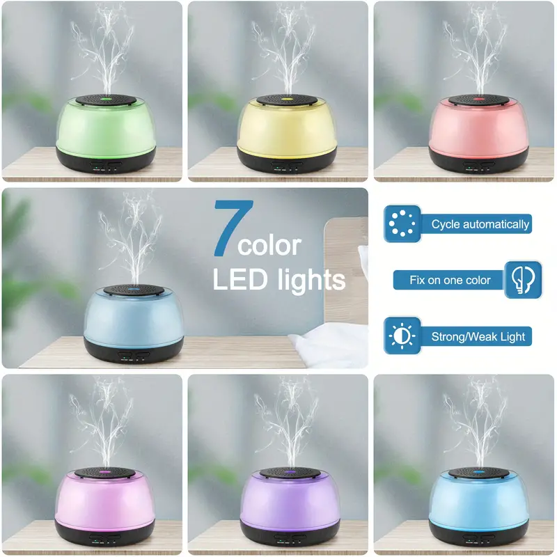 1pc 300ml essential oil diffuser with usb cable remote control 7 led color changing light ultrasonic cool mist mini aromatherapy air humidifier for room home bedroom details 0