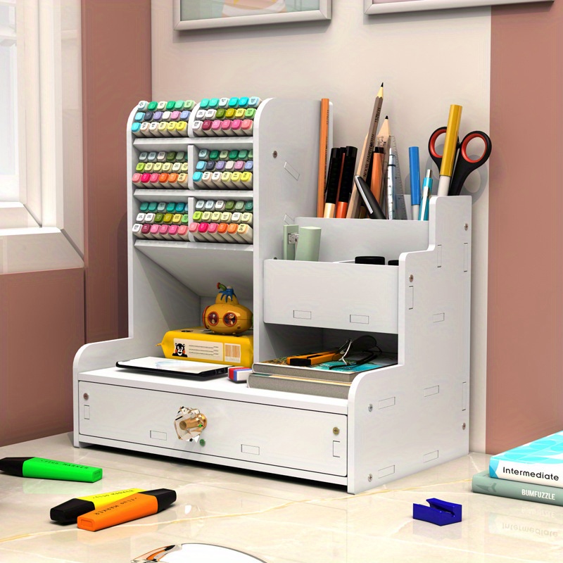  JackCubeDesign MK268E - Organizador de escritorio, suministros  de oficina y accesorios para soporte para bolígrafos/lápices, organización  de escritorio y decoración para oficina en casa, escuela, aula, espacio de  trabajo, color blanco 