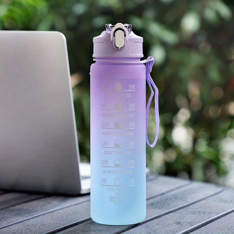 Portable Water Bottles with Time Marker and Straw Motivational Drink Travel  Water Bottle Leak-proof Cup for Fitness Gym Outdoor
