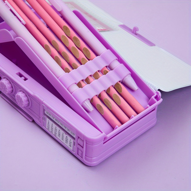 Scatola per matite multifunzione con doppia serratura password, custodia di  cancelleria in plastica di grande capacità Organizzatore di scatole di  matite con serratura a combinazione (ragazza rosa) - Snngv