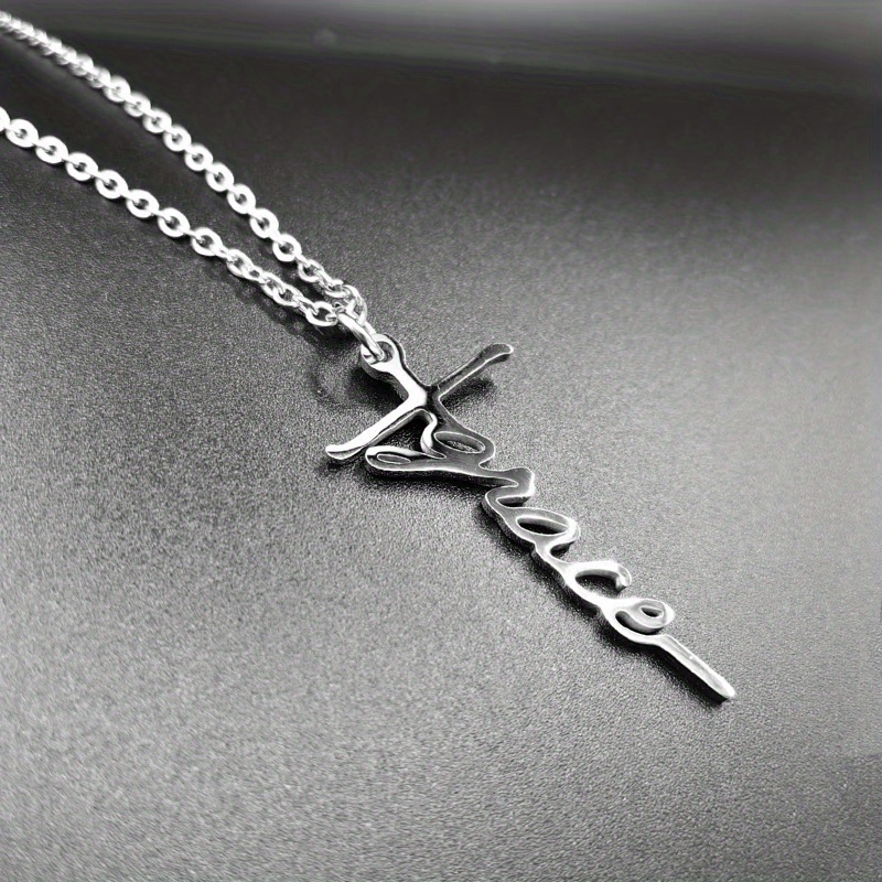 3pc Stainless Steel Blessed Cross Pendant Necklace Faith Letter