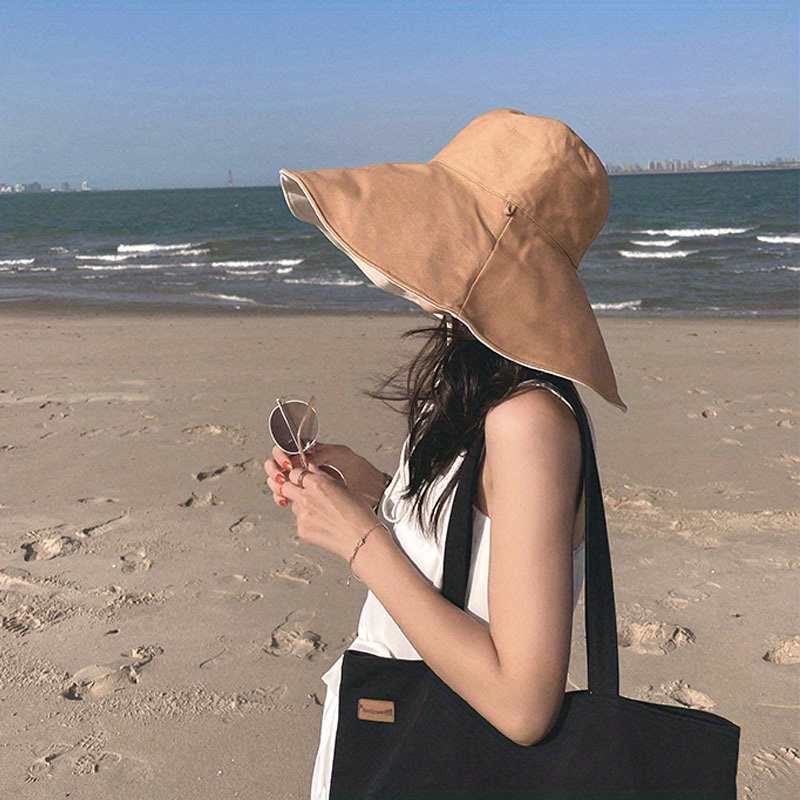 Large Brim Sunscreen Bucket Hat Summer Double sided Wear Uv - Temu