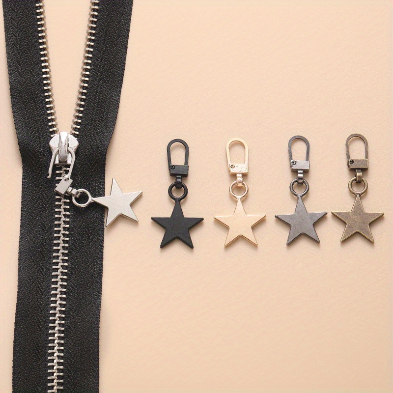 10pcs Metal Zipper Pulls Replacement, Zinc Alloy Zipper Pull Charm  Five-Pointed Star Shaped Zipper Pull Repair Kit for Clothing Jacket Jeans  Pants