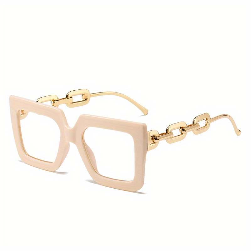 Y2K Block Chain Clear Lens Glasses Anti Light Reading Glasses