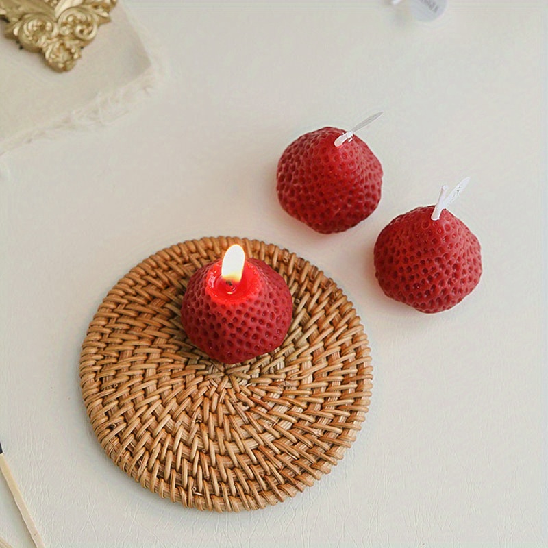 Creative Mini Strawberry Candle Perfect For Party Decor - Temu