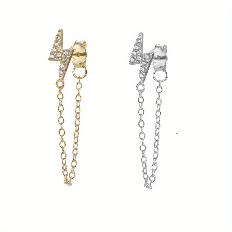 Gold Snake Connector Chain Stud Earrings