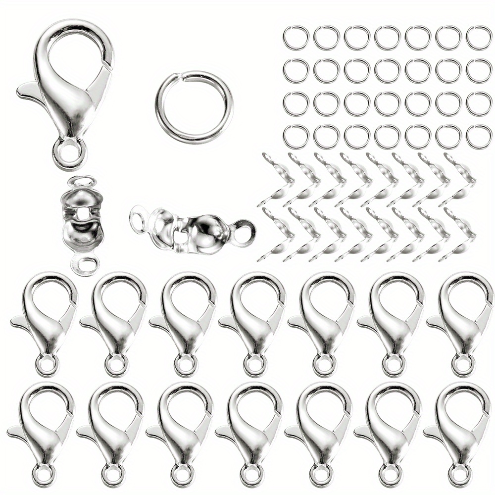 80pcs/pack Alloy Lobster Clasps Jump Rings Connector Clasps Crimp End For Bracelet Necklace Chains Making Supplies