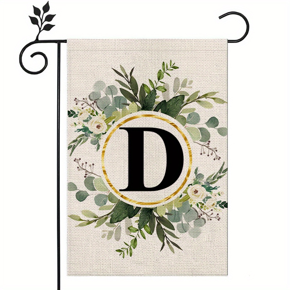 1pc, Décoration Extérieure Avec Un Drapeau De Jardin Initiales De Nom De  Famille, Drapeau En Lin Imprimé Floral De Plantes, Drapeau Extérieur Double  Face, Décoration Intérieure, Décoration Extérieure, Décoration De Jardin 