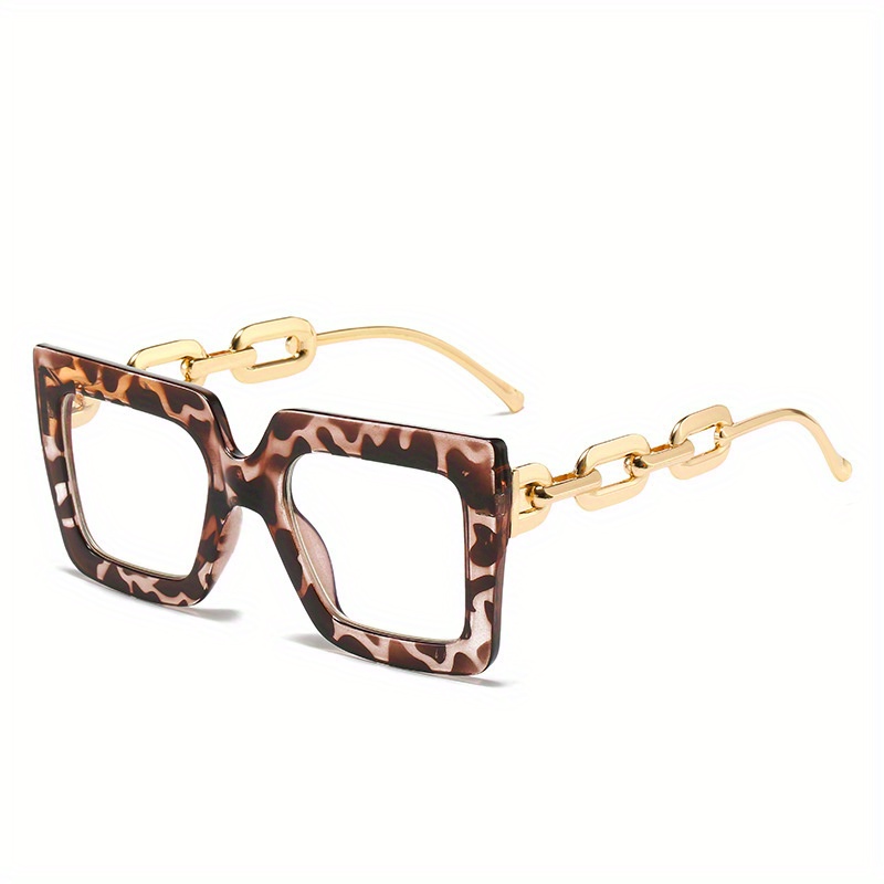 Y2K Block Chain Clear Lens Glasses Anti Light Reading Glasses