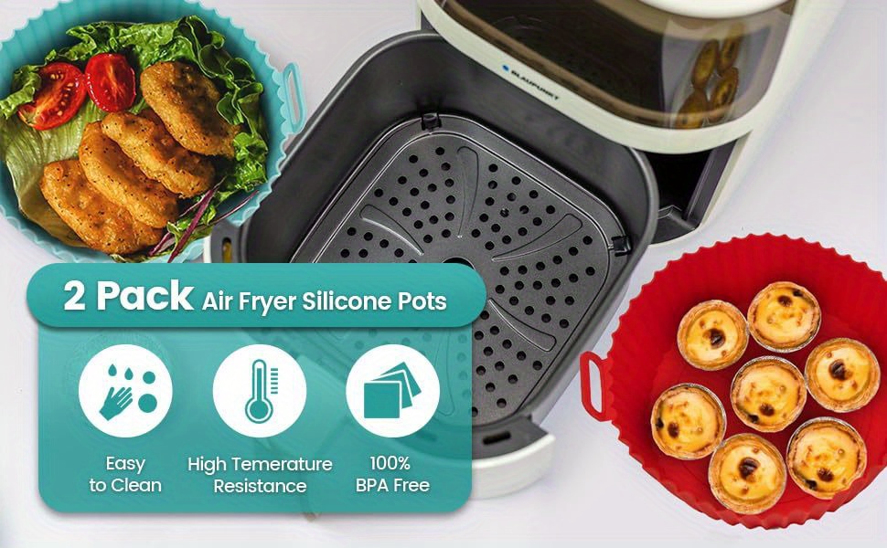 Air Fryer Silicone Pot,3 Pack Air Fryer Silicone Liners Fits 3QT - 5QT Air  Fryer